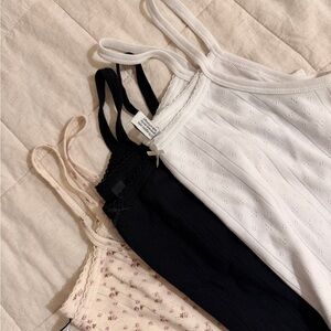 Organic cotton crop Cami - White, Black, Cream Floral